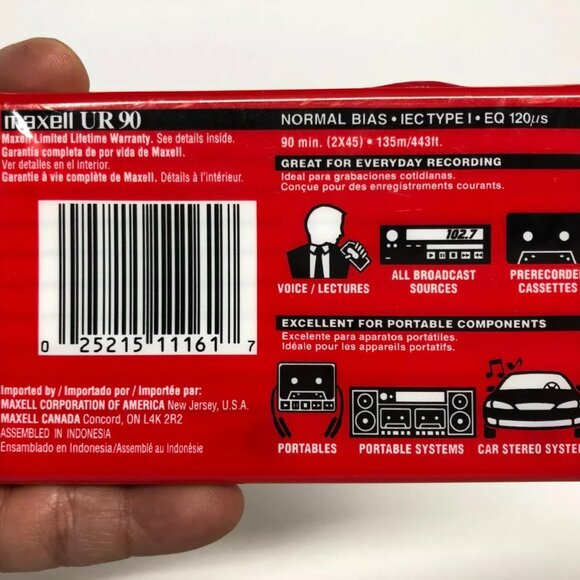 Maxell UR-90 Audio Cassette Lot of 2 Blank Tapes Normal Bias 90 min Brand New - Picture 5 of 5